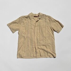 SOBRINO MEN'S SHORT SLEEVE CUBAN STYLE SHIRT  Large Embroidered W/ Pockets